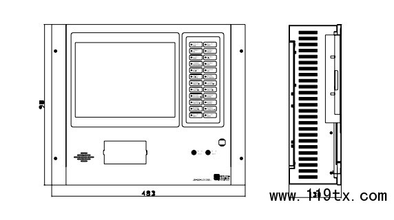 JB-QG-LD128EⅡ火災報警控制器外形尺寸圖